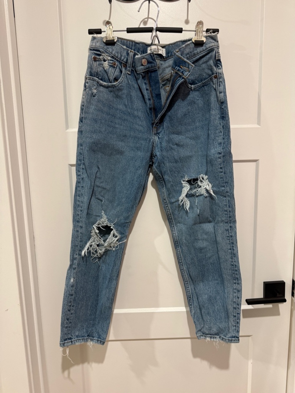 Abercrombie & Fitch Light Blue Distressed Mom Jeans
